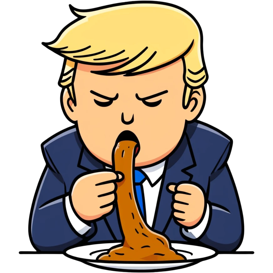 Trump eating a piece of shit emoji