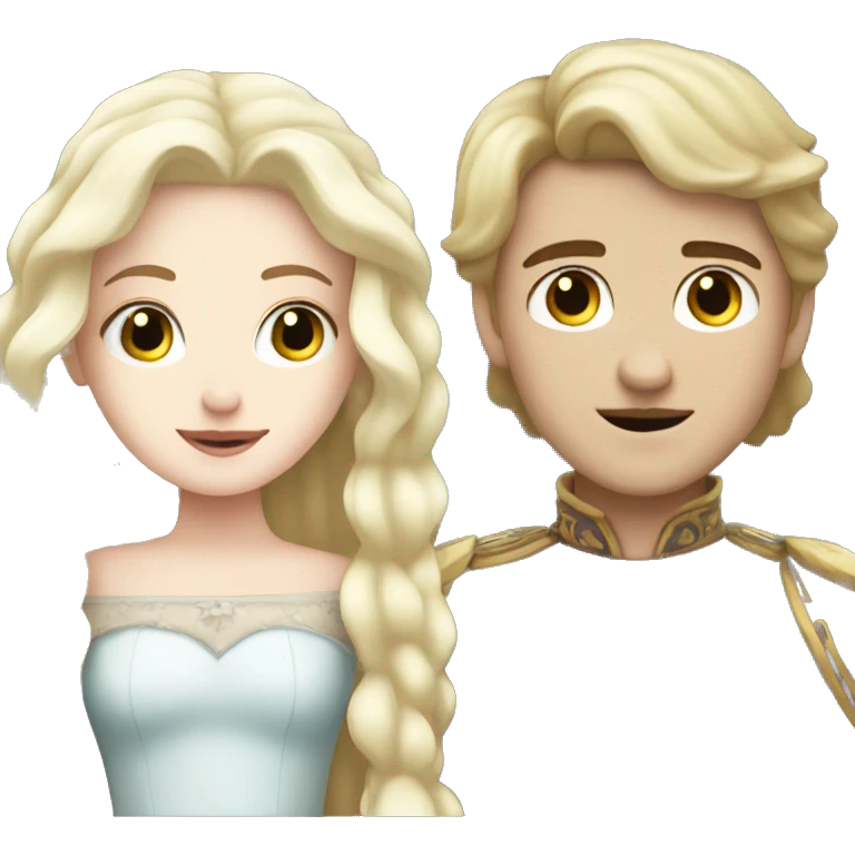 white blonde princess with a white skin boy prince with dark hair emoji