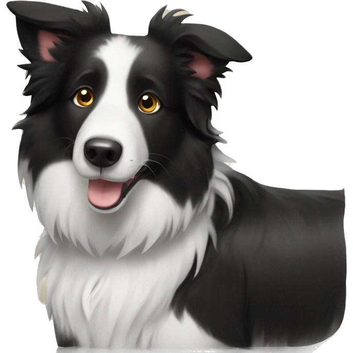 a border collie dog with a name tag that says ian emoji
