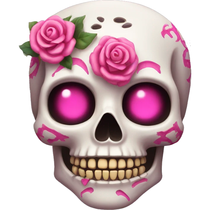 Calavera con moño rosa emoji