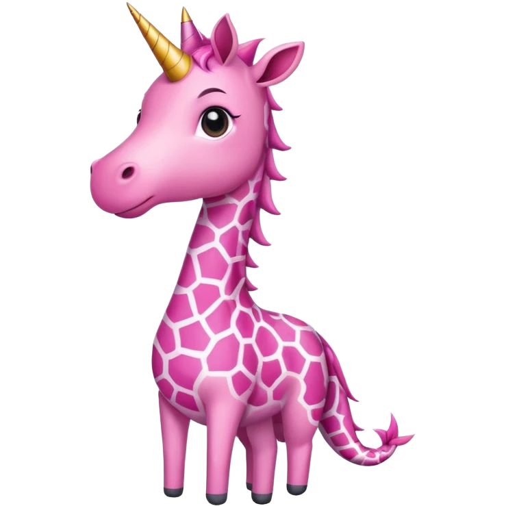 Unicorn giraffe shark wearing a pink dress emoji