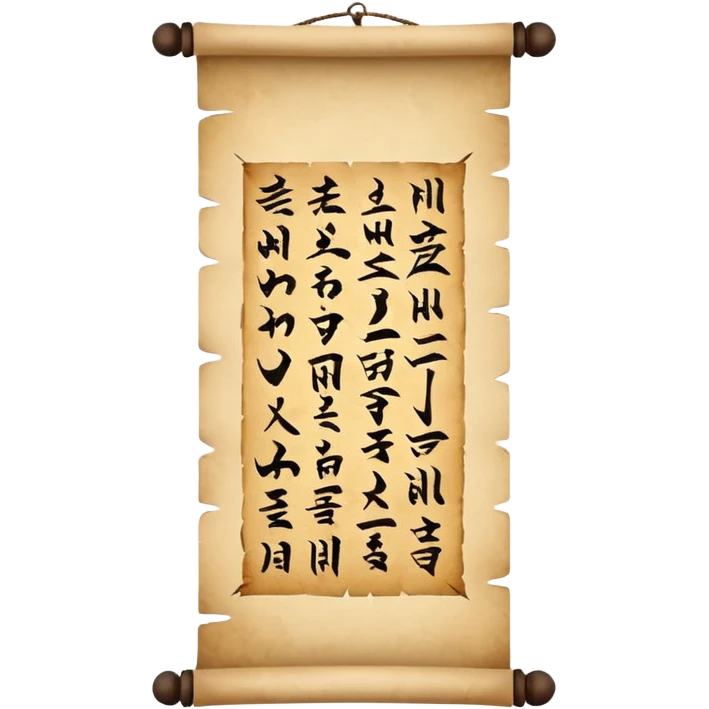 Calligraphy Scroll – Hanging vertical scroll with painted characters. emoji