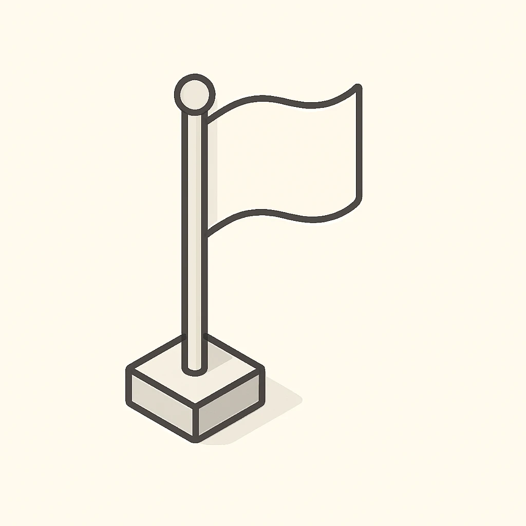 white flag, isometric view, minimalist style, no text emoji