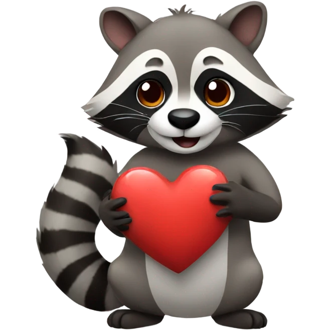 Raccoon holding heart emoji
