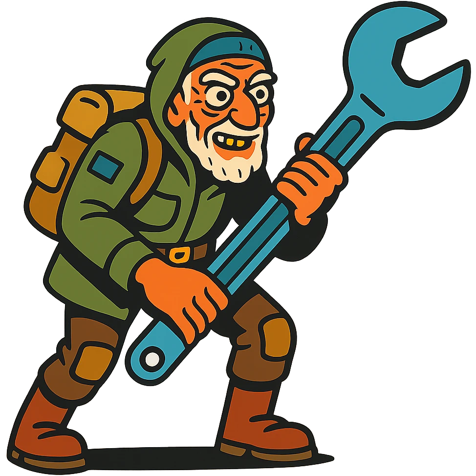 an old charismatic stalker with a big crescent wrench emoji