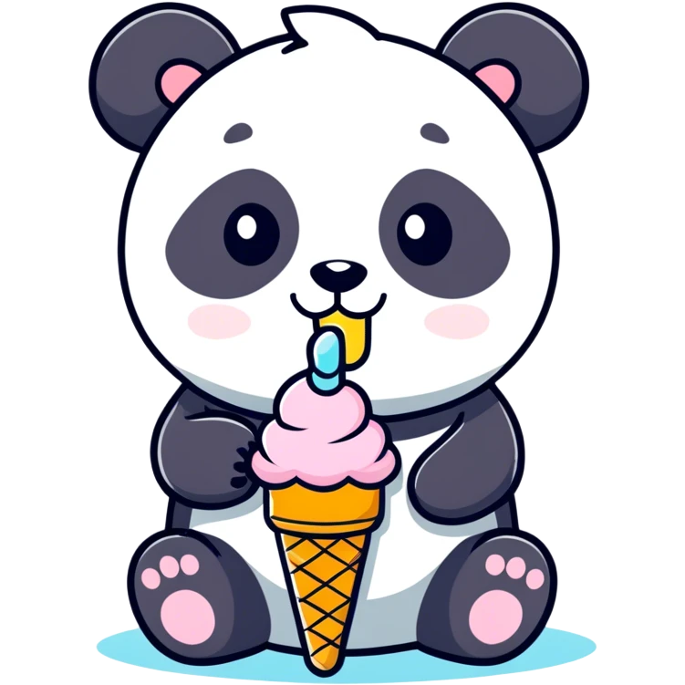 Panda eating ice cream emoji