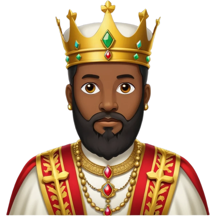 Ethiopian Emperor Menelik II, regal attire, crown, beard, dignified expression emoji