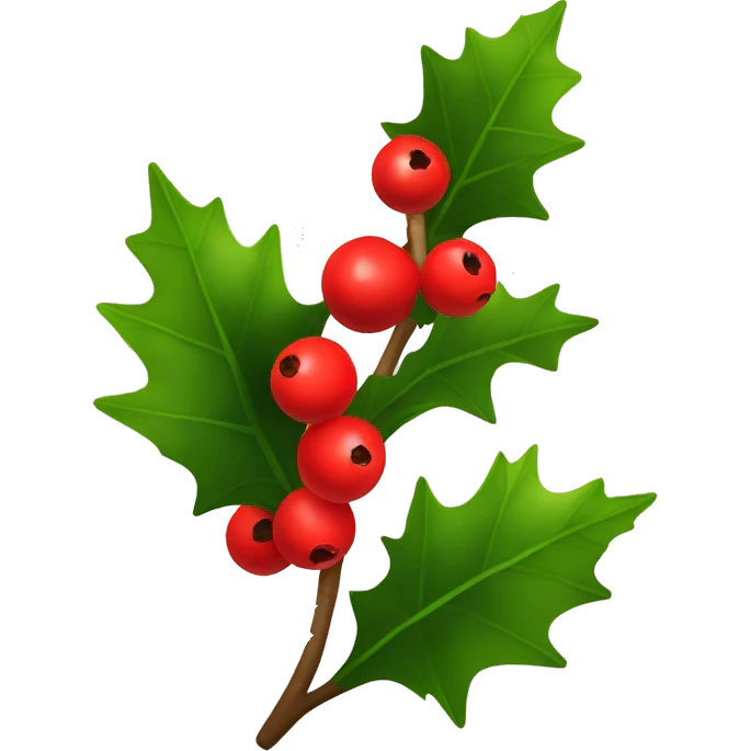 A small sprig of holly with bright red berries emoji