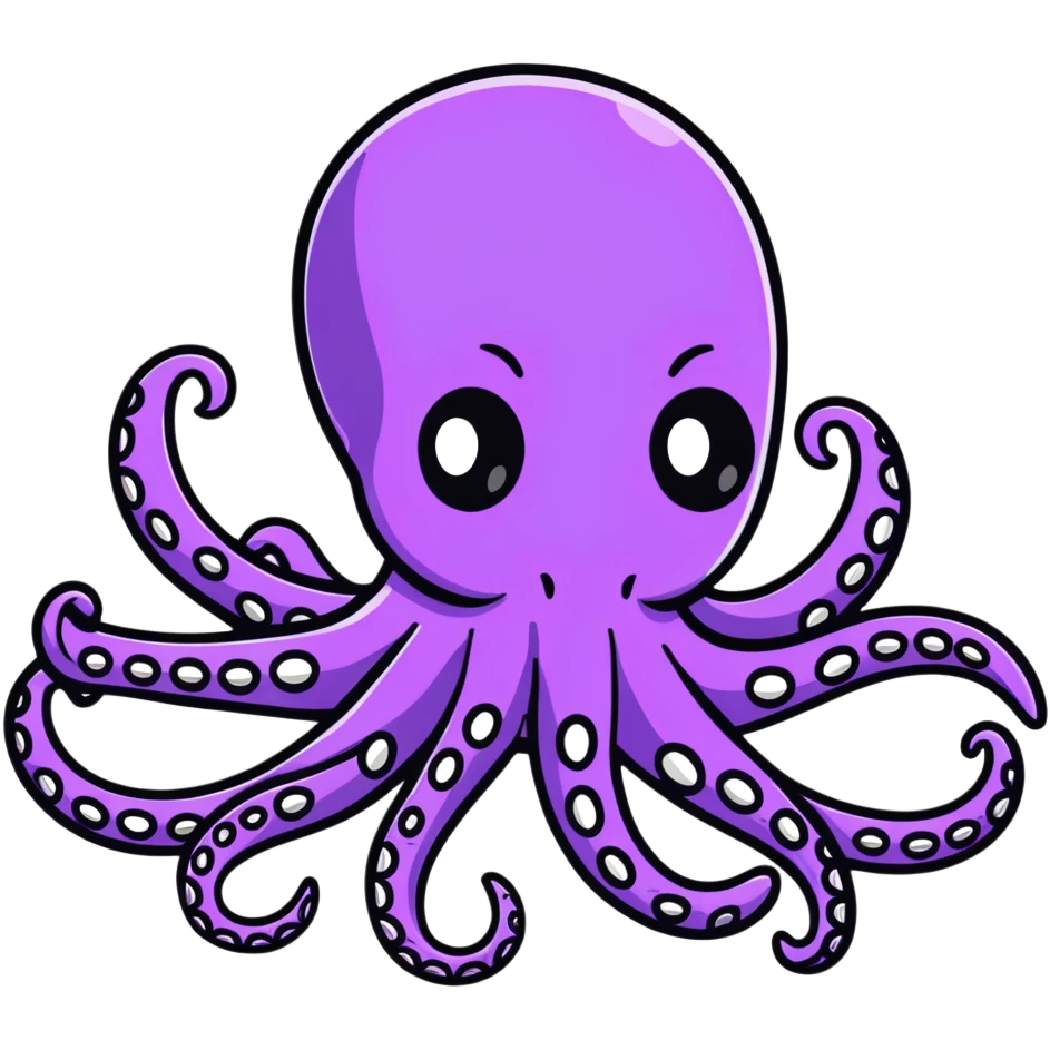 futuristic octopus designer toy with tentacles, cybernetic elements, X-shaped eyes, sleek armor, collectible art figure emoji