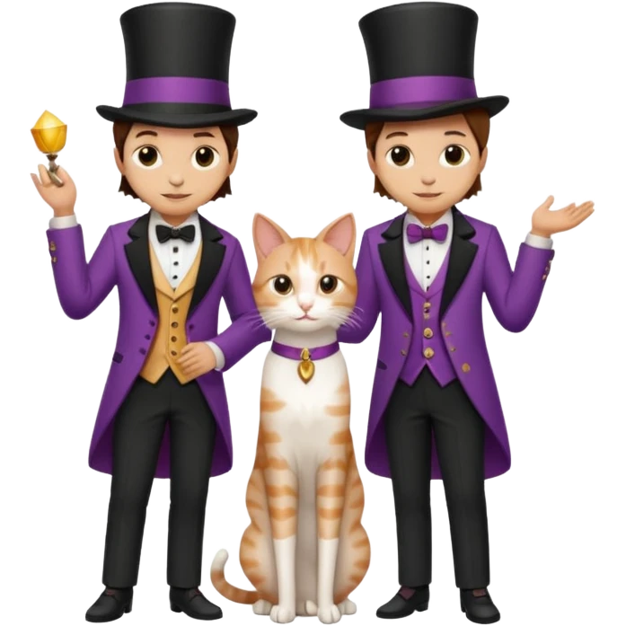 magician couple and their pet cat emoji