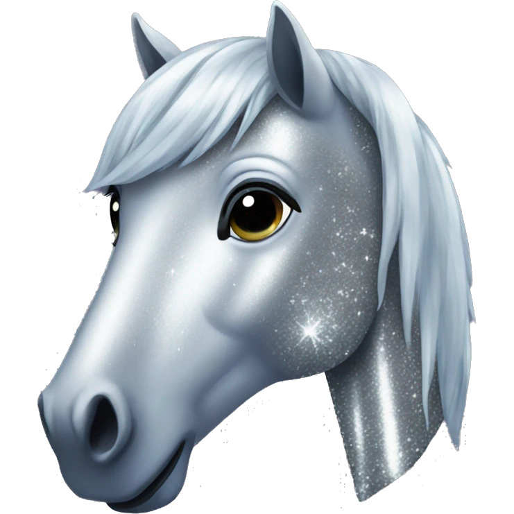 silver sparkly horse emoji
