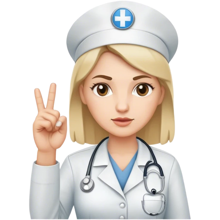 White nurse using middle finger emoji