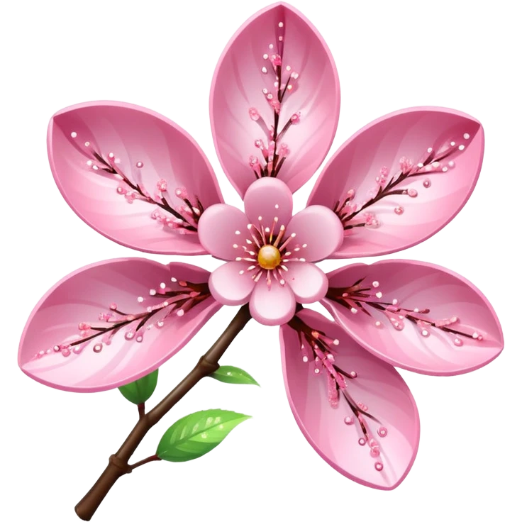 Stylized pink glitter cherry blossom flower (sakura) emoji