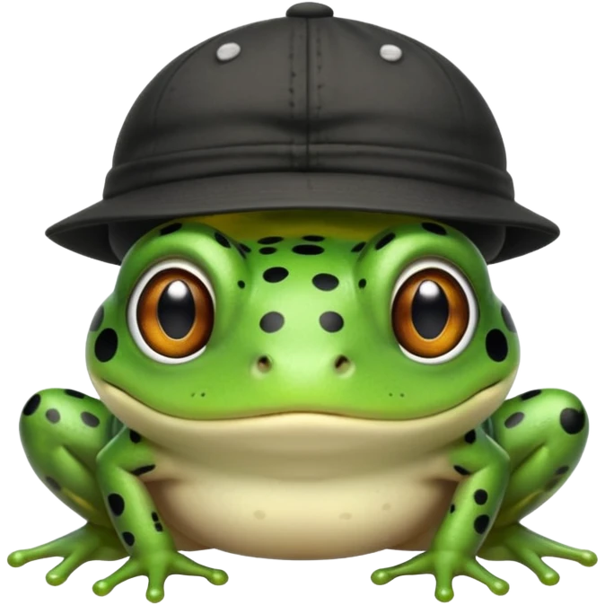 Лягушка с черными пятнами в кепке emoji