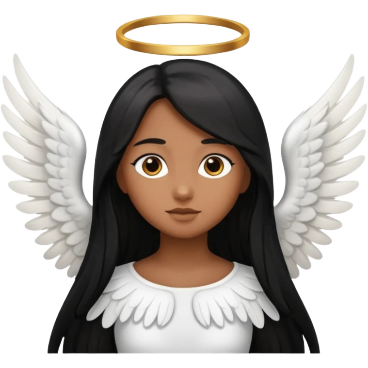 angel with brown skin, long black hair emoji