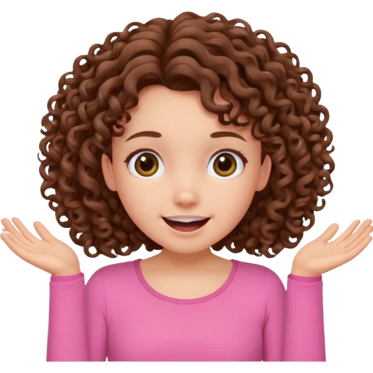 fun cute loud popular pretty girl modest curly brown hair pink top excited emoji