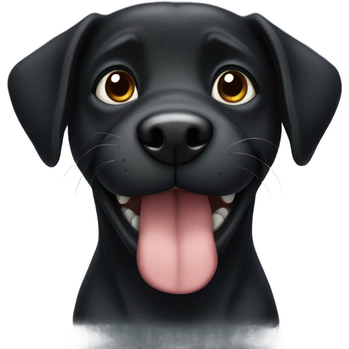 black cartoon dog happy emoji