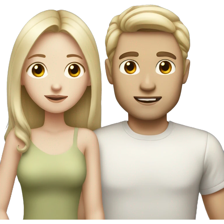 Pale brunette girl with pale blonde boyfriend  emoji