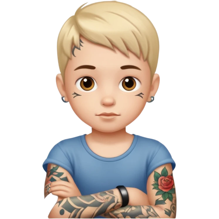 child with tattoo emoji