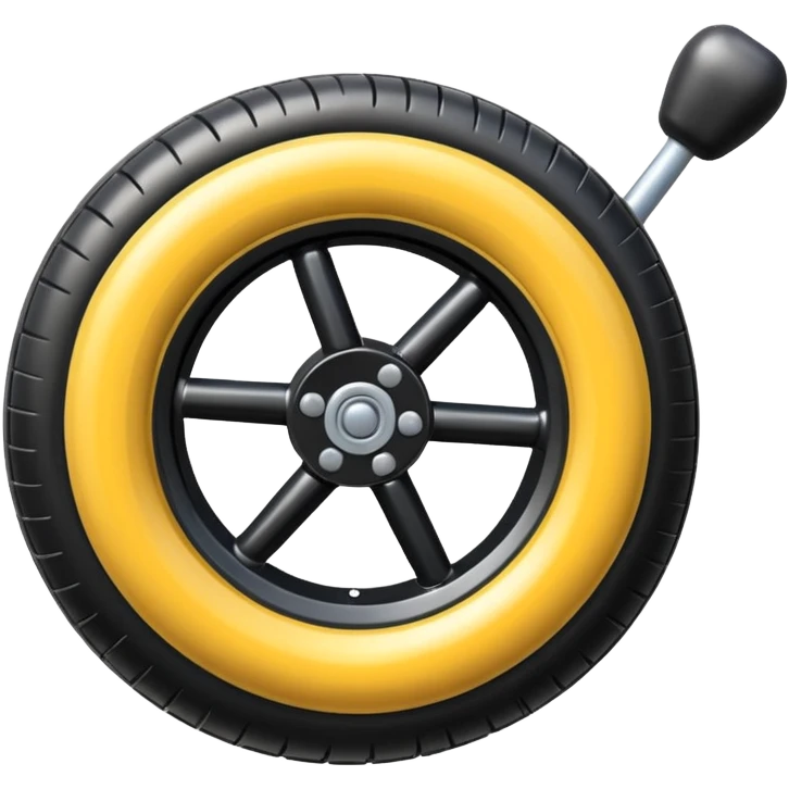 he aircraft's landing gear is one inflated, plump wheel with a strut, black in color, cartoon-style emoji