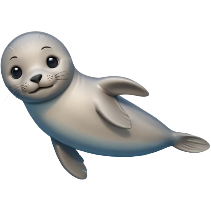 A 3D cartoon seal swimming with visible flippers, calm blue water, soft sunlight, Memoji-style realism. emoji