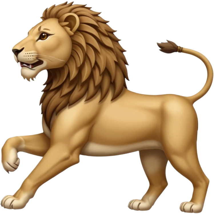 An emoji of a majestic lion from ancient Assyrian art, shown in a hunting scene. emoji