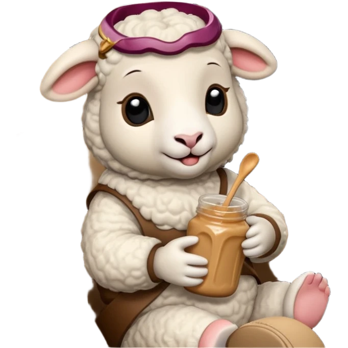 cute baby sheep eating peanut butter and jelly driving in a bmw x1 emoji