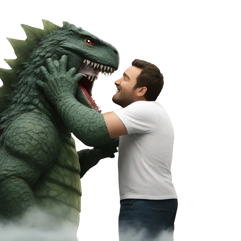 Godzilla kissing guy emoji
