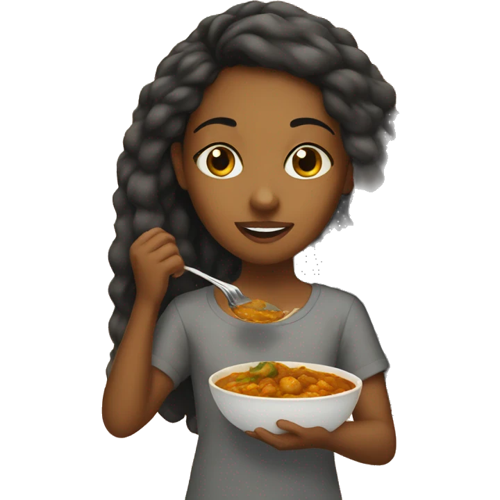 brown girl eating curry emoji