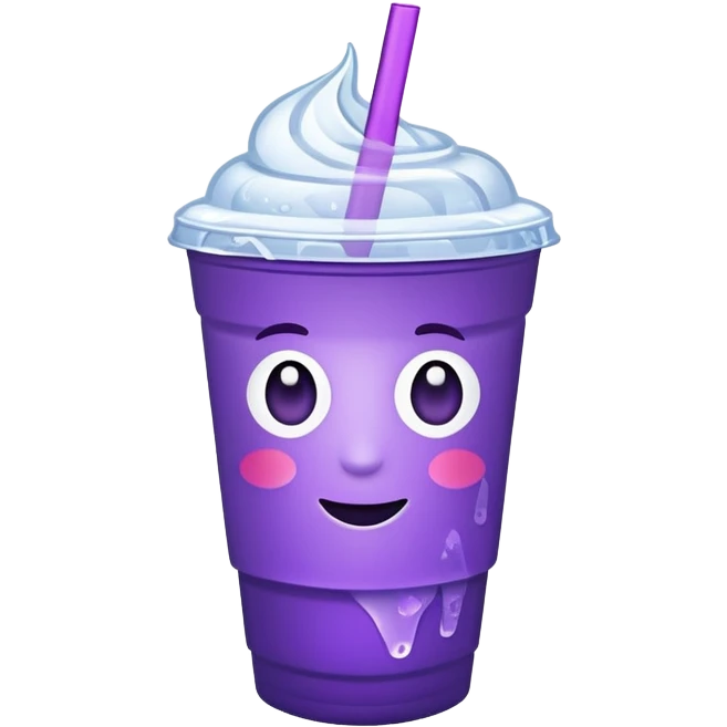 Make a styrofoam cup but 2 in one cup with a purple drink and ice in it emoji