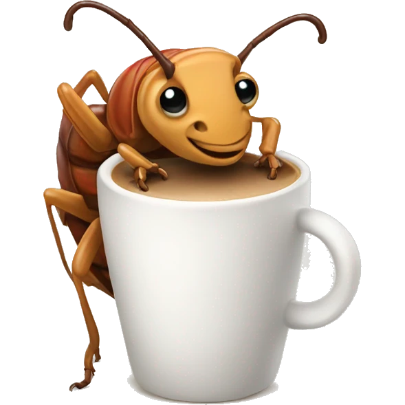 Roach holding a Latte emoji