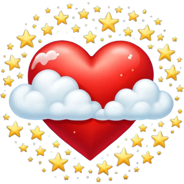 Corazón en una nube con estrellas emoji