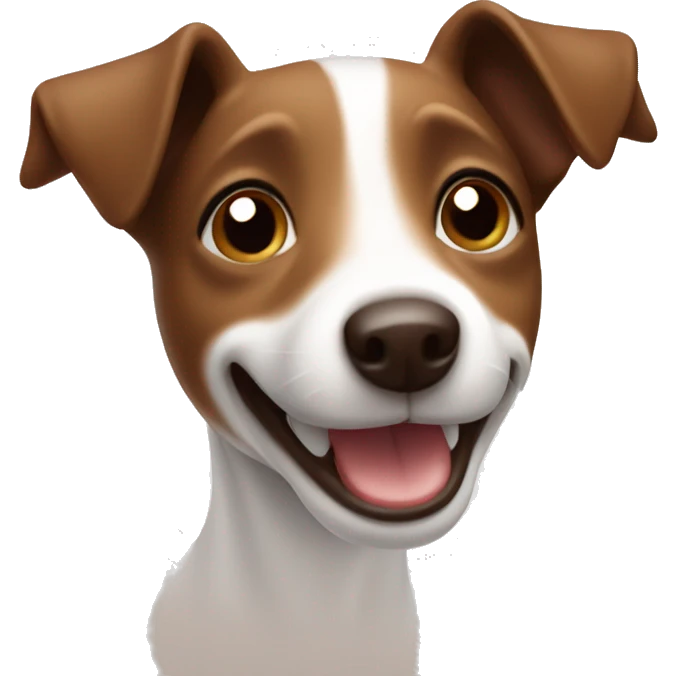 A chocolate brand tan jack Russell face smiling happy emoji