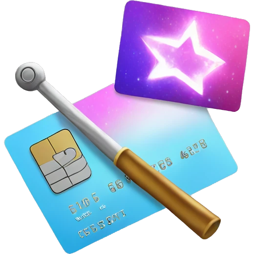 credit card and magic wand emoji