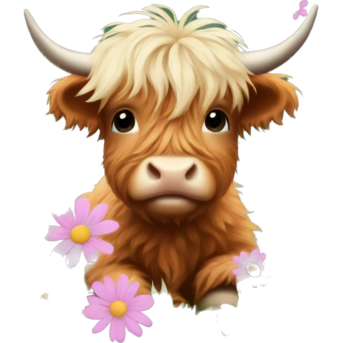 Baby highland cow flowers emoji