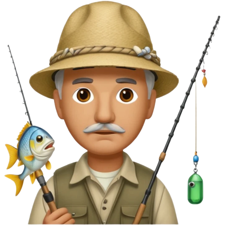 William Faulkner fishing. There is a pharaoh's headdress, a nemes, on his hook emoji