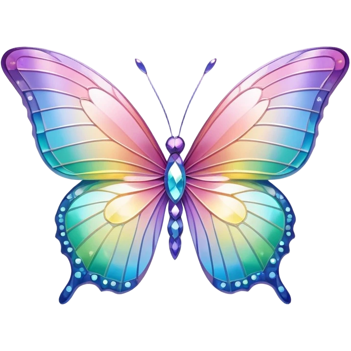 Sparkly Pastel rainbow-gradient iridescent crystal butterfly emoji