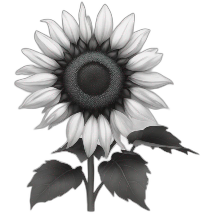 Black and white sunflower emoji