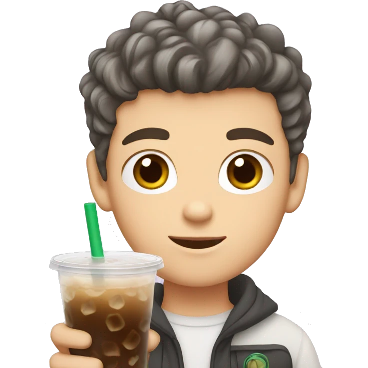 white boy with boba tea emoji