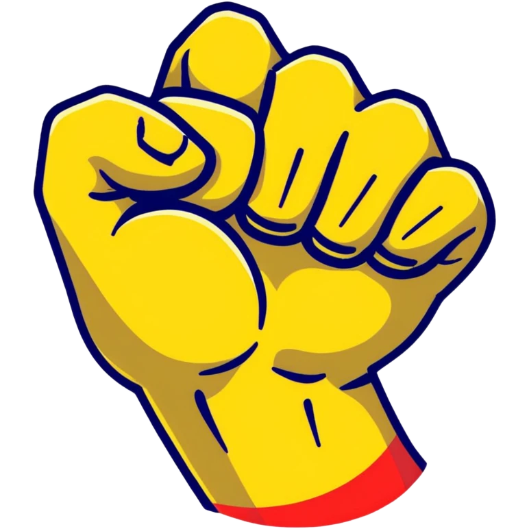 strong muscular fist with bright colors floating emoji