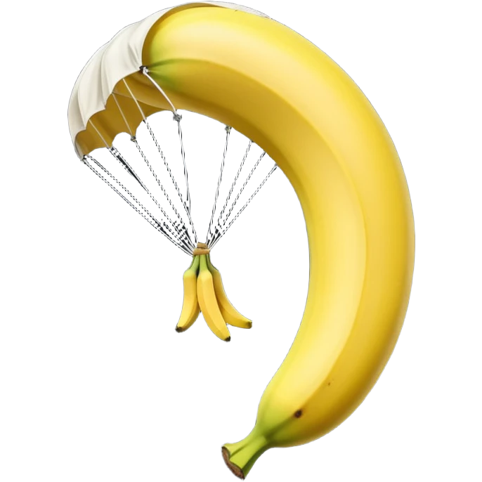 A banana ￼￼parachuting ￼ emoji