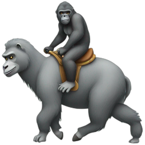 Gorilla riding a grey Llama emoji