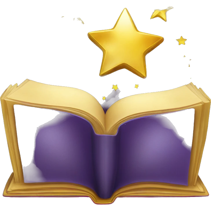 a magic book with golden stars emoji