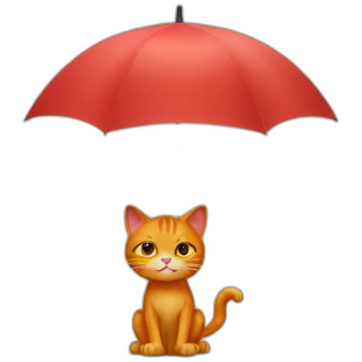 red cat with an umbrella emoji
