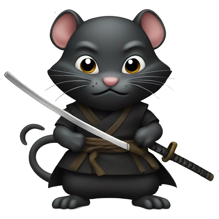 ninja black rat with katana emoji