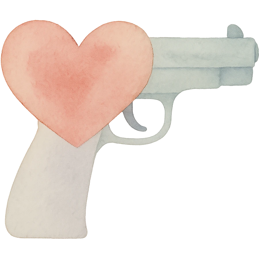heart gun, watercolor art style, soft blending, artistic emoji
