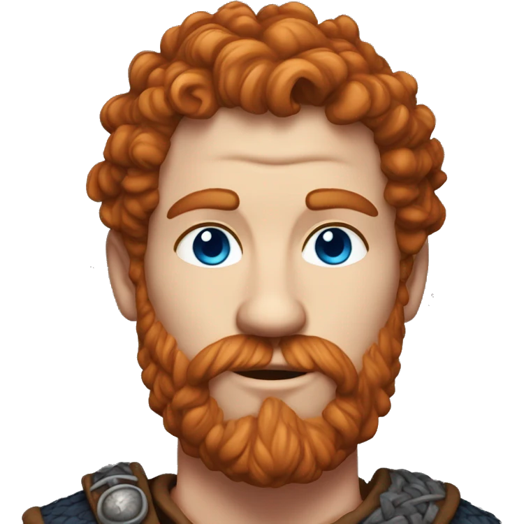 35 year old viking, male, curly red hair, blue eyes, pale emoji