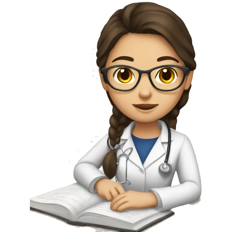 Brunette girl studying medicine emoji