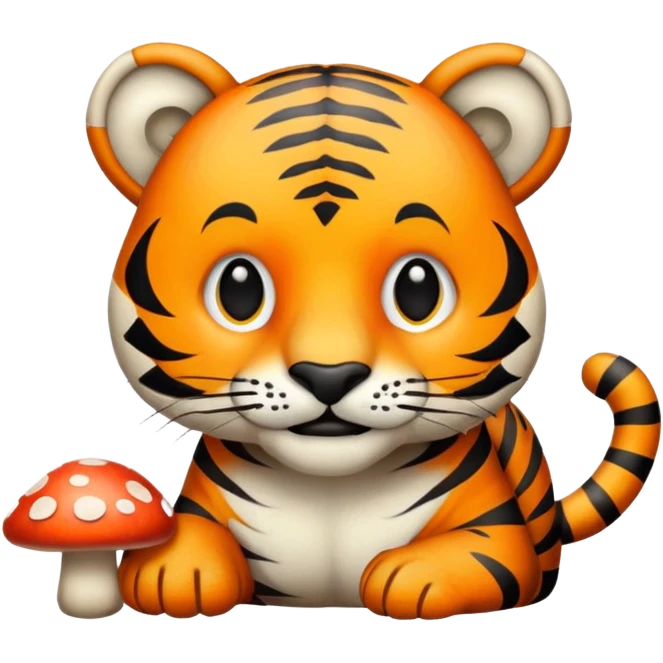 Tiger eating mushroom emoji