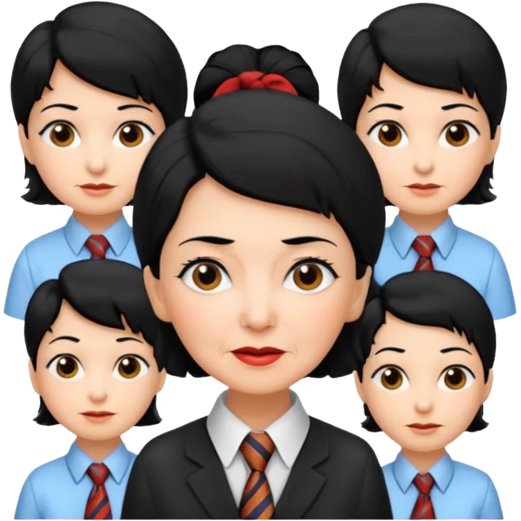 old woman with Necktie. different hair styles, black hair. emoji